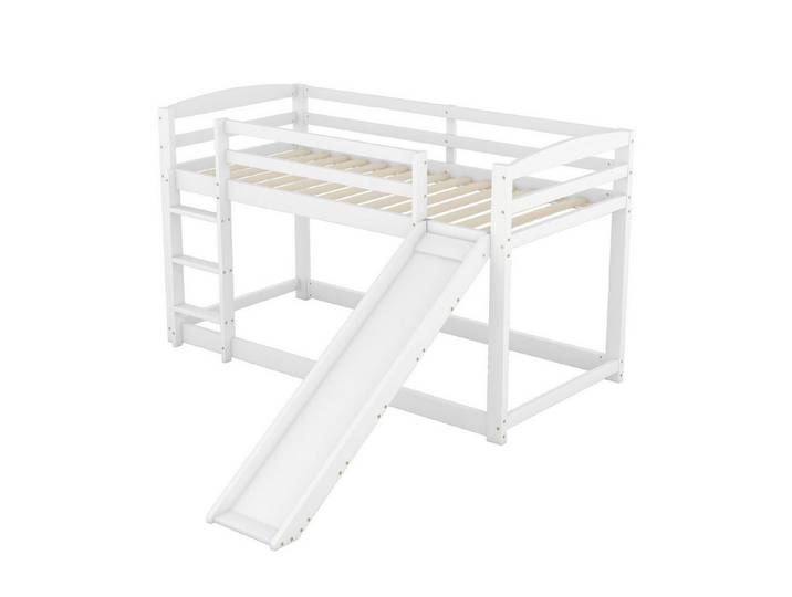 Merax Etagenbett, Etagenbett 90x200cm für Kinder und Jugendliche, mit Rutsche