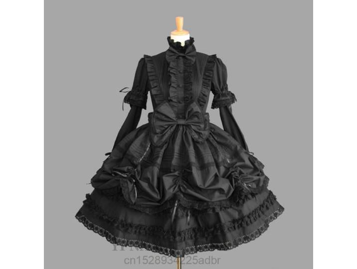 Robe gothique Punk Lolita princesse Cosplay, jolie femme de chambre, Costume d'halloween pour femmes adultes, tenue gothique en dentelle Anime pour filles