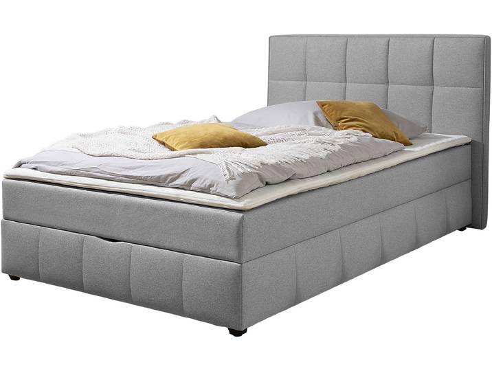 Boxbett HOME AFFAIRE Niemes inkl. Bettkasten und Topper, auch in Überlänge erhältlich , hellgrau, B:152cm L:210cm, Komplettbetten, Boxbett mit Bettkasten, inkl. Topper