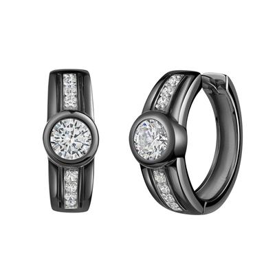 Paar Creolen CELESTA, weiß, weiß, Ohrringe, Damen, one-size, Silber 925 (Sterlingsilber)