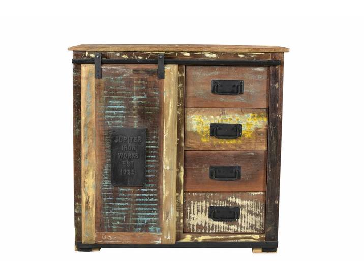 Brotschrank, Recyceltes Altholz & Metall, 77×38×80 cm, Handgefertigt, Vintage, SIT-Möbel