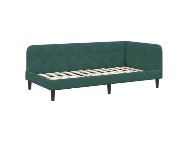 PUGYNBK Eck-Bettgestell aus Samt, Dunkelgrün, 100 x 200 cm Wendbare Armlehne, Schlafsofa, L-Design, platzsparend, moderner Stil