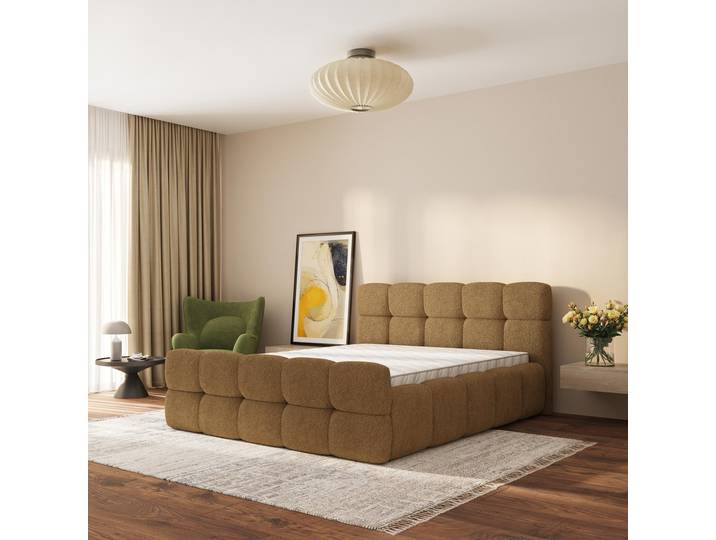 Masseno Polsterbett ELIZJA 120x200 cm, Polsterbett mit Bettkästen -Orange, QUELLE 17