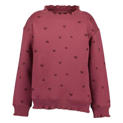 Sweatshirt BLUE SEVEN, Mädchen, Gr. 116, rosa (wein), angeraute Sweatware, Obermaterial: 80% Baumwolle, 20% Polyester, bedruckt, Basic normal, Rundhals, Rippbündchen, Sweatshirts Sweatshirt, Baumwollmischung