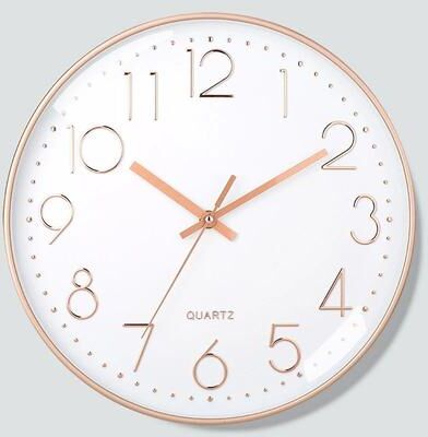 Uplift Picks 8 Inch Silent Wall Clock Modern Quartz Home Decor Clock rose Gold