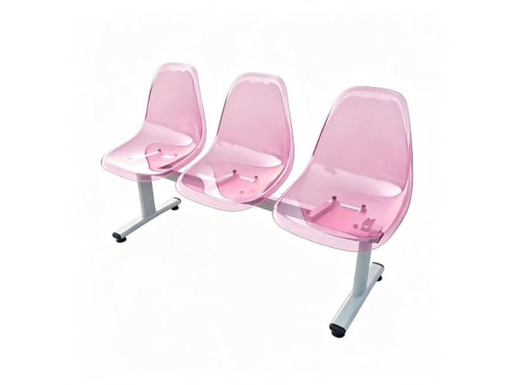 KCIOQLS Transparente Wartebank, Stabile 3-Sitzer Empfangsbank Halle Kunststofflehne, for Krankenhaus, Flughafen, Flur, Bekleidungsgeschäft(Pink)