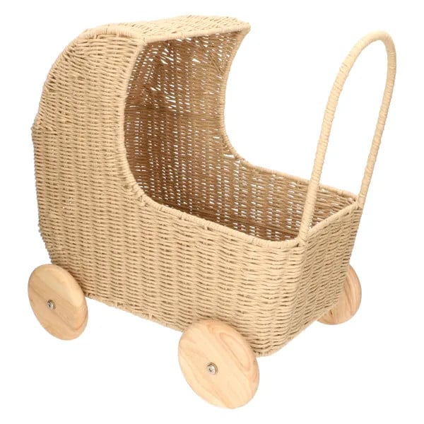 Dille & Kamille Poppenwagen van papercord, metaal en rubberhout