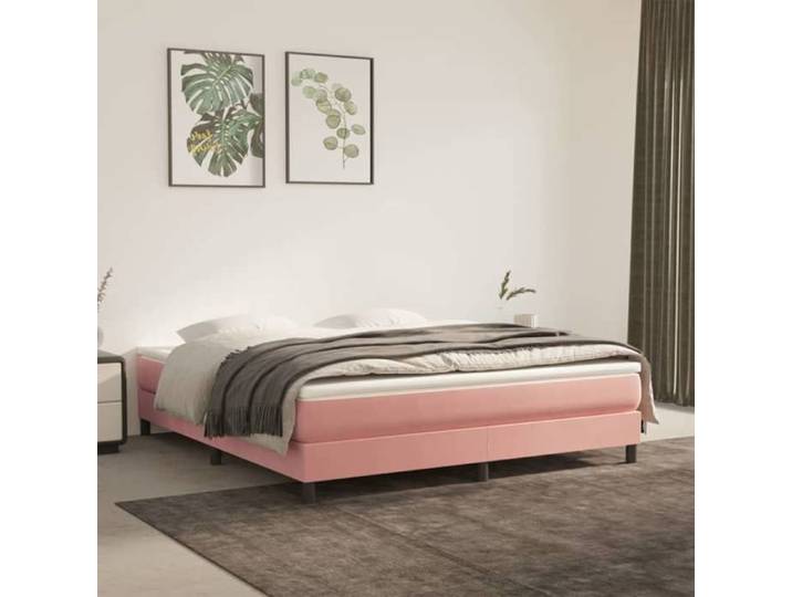 Rose Cadre de lit rose 160x200 cm velours - Lit chambre H13092