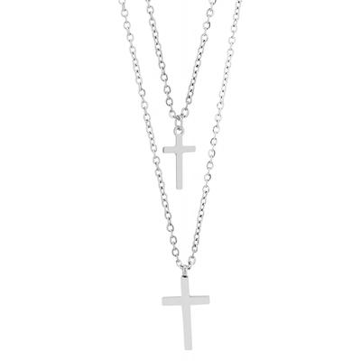 Kette mit Anhänger ADELIA´S "Damen Edelstahl Halskette mit Anhänger Kreuz", silber (silber, kreuz), Halsketten, Damen, unbekannt, Edelstahl