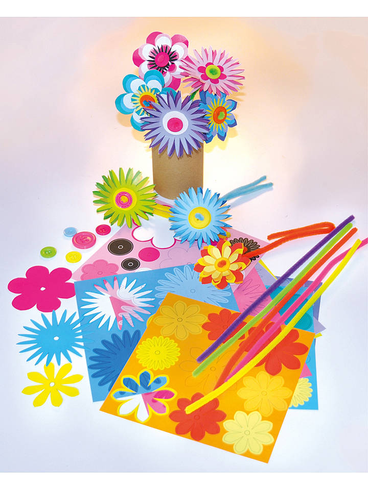 Playbox 56tlg. Bastelset "Papierblumen" in Bunt - onesize