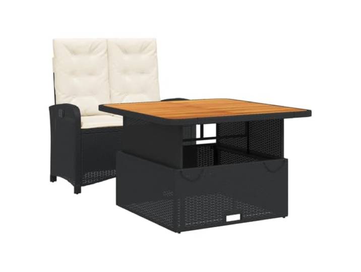 PUGYNBK Esszimmer-Set für den Garten, 2-teilig, synthetisches Rattan, Schwarz