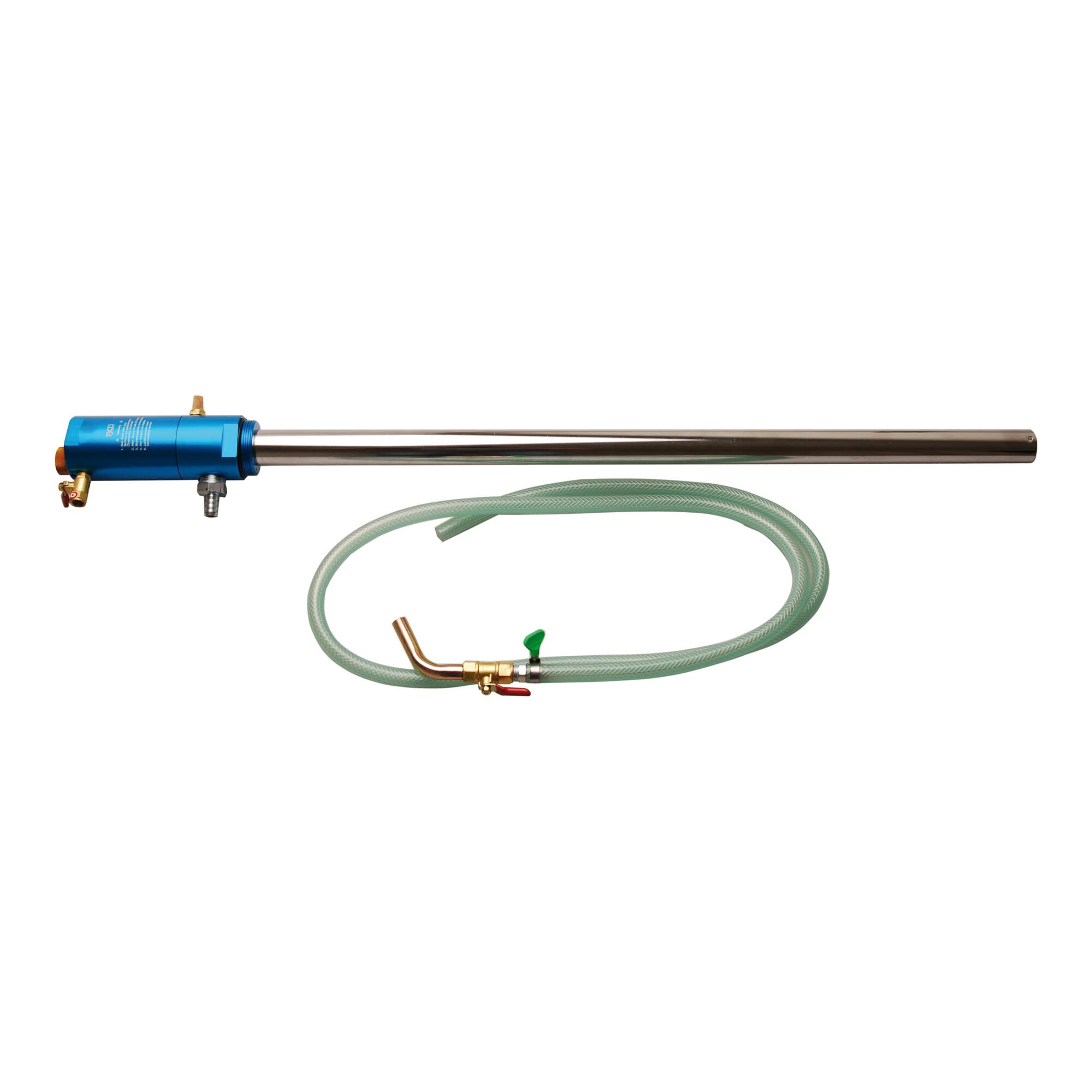 BGS technic Druckluft-Ölfasspumpe aus Aluminium mit Saugrohr und Abgabeschlauch (für Ölfässer bis 200 l), 9210)
