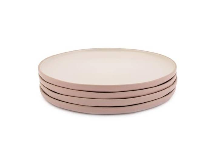 Jamie Oliver Big Love Assiettes Parfaites\, Roses et Blanches\, Grès Moucheté\, Assiettes Empilables pour Usage Quotidien avec Bords Élevés\,Compatibles Lave-vaisselle\, Micro-ondes et Four\,Lot de 4