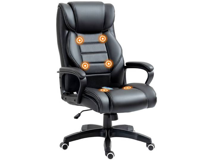 Vinsetto - fauteuil de bureau - Simili cuir - 66x78x120cm - Noir