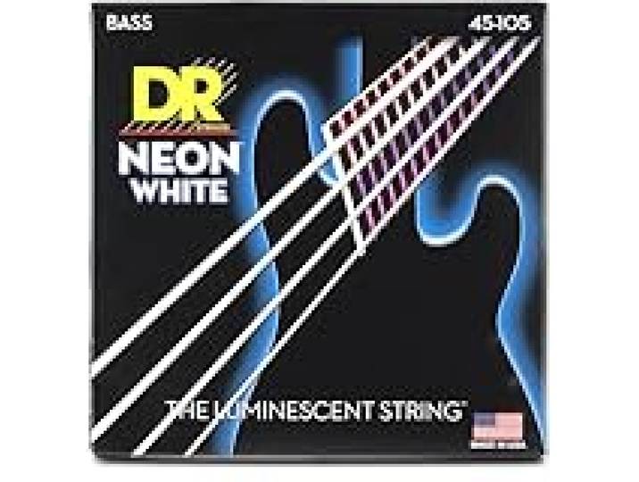 DR Strings NEON 45-105 Jeu de Cordes pour Guitare Basse Blanc