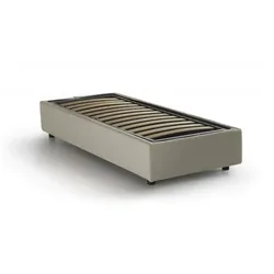 Acetico - Einzelbett, Beige, Abnehmbarer Bezug, Made in Italy