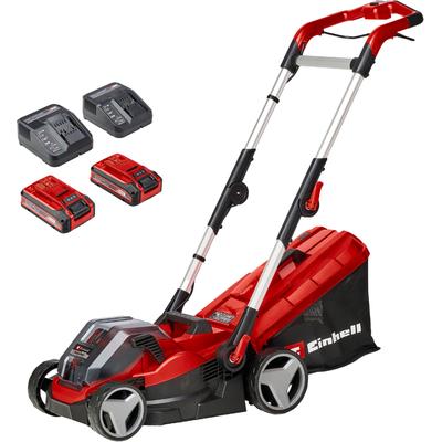 Akkurasenmäher EINHELL "Einhell Power X-Change RASARRO 36/34", rot, B:37cm H:89,5cm T:133cm, Rasenmäher, mit 2x Akku 18V/3,0Ah und 2x Ladegerät