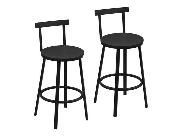 Tabouret de Bar Lot de 2 - WOLTU Tabouret Haut - Métal et MDF - Noir W0ATT0912-2