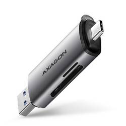 AXAGON CRE-SAC Externer Speicherkartenleser USB-C®, USB-A Silber