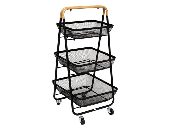 5five Simply Smart Küchenwagen 3 Körbe Mayaj Schwarz 48/41,5/86 cm, Metall, 41.5x86x48 cm, Esszimmer, Servierwagen