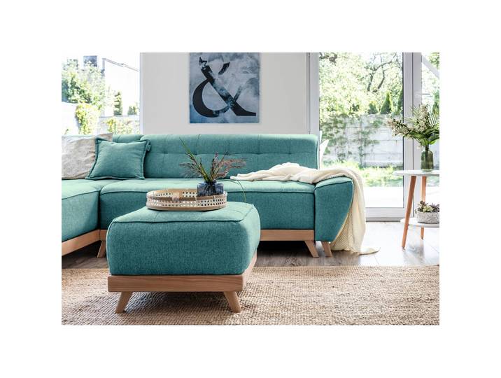 Polsterhocker Surribas 60 x 42 x 60cm Türkis Webstoff Lark: Petrol