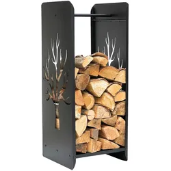 DanDiBo Kaminholzregal Innen Metall Schwarz 100 cm Kaminholzständer 96428 Brennholzregal Schmal Kaminholzhalter