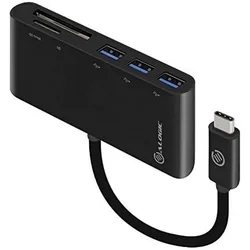 Alogic Adapter USB-C MultiPort mit Card Reader (USB 3.1), Speicherkartenlesegerät, Schwarz