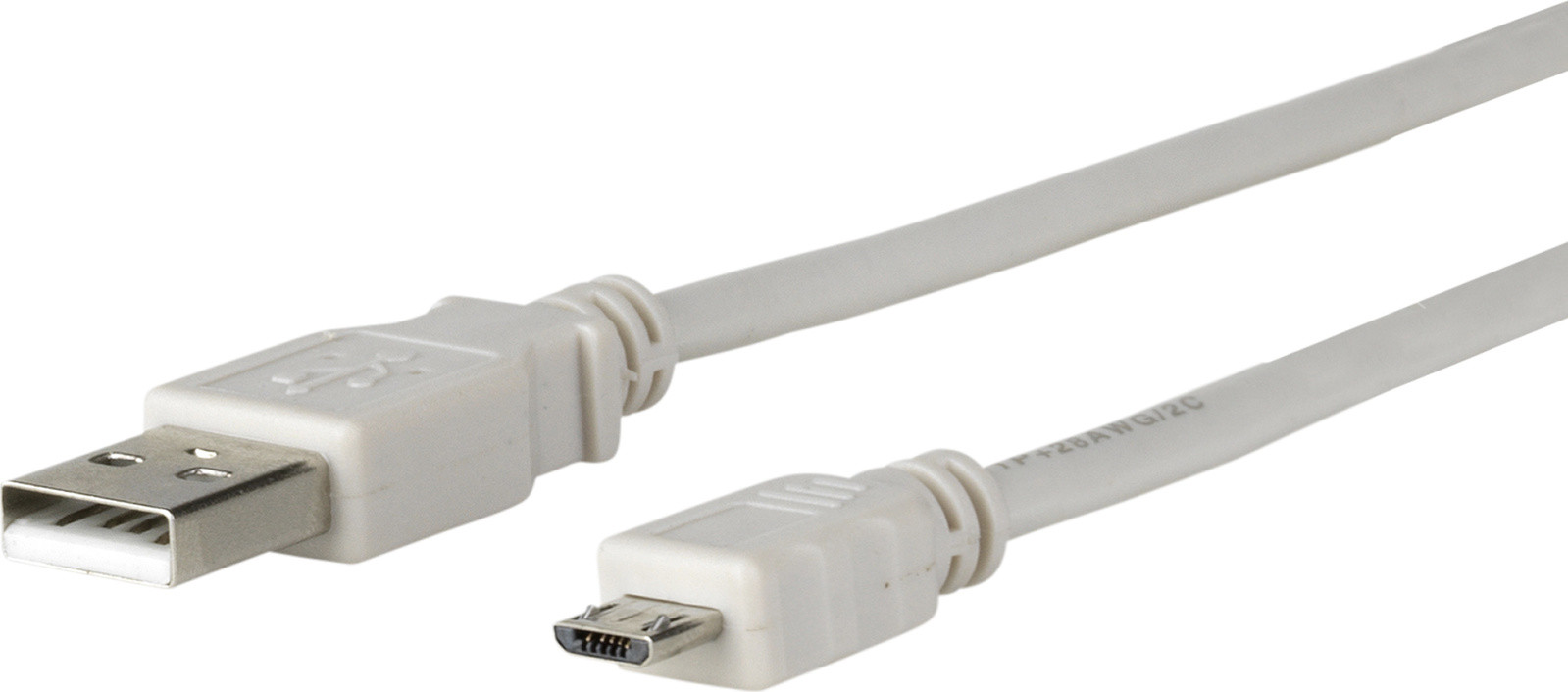 MicroConnect USB-kabel Micro-USB B naar USB A, 5 meter, grijs