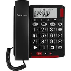 Amplicomms BigTel 48 Plus Schnurgebundenes Seniorentelefon Freisprechen, für Hörgeräte kompatibel, Wahlwiederholung LED-Display Schwarz ATL1423891