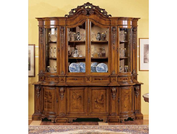 JVmoebel Vitrine Massivholz Vitrine mit Glasfront für stilvolle Wohnräume Made in Italy