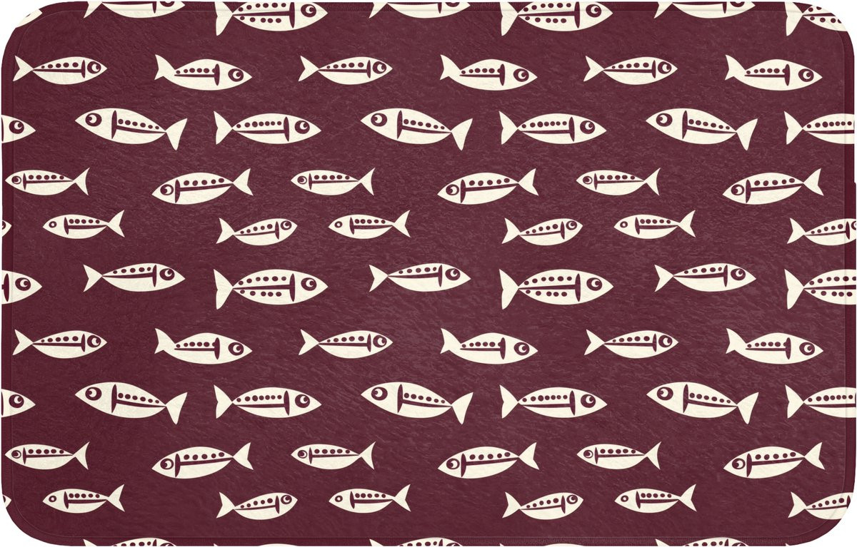 OnlyWow Antislip WC mat met grafisch vissenpatroon in donkere kleur, 80 x 50 cm