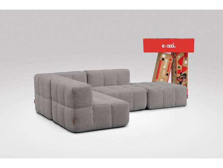 4-tlg. Modulsofa Grau – 1 Eckteil, 2 Mittelteile, 1 Hocker
