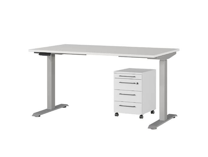 Ensemble de bureau Agenda - Type A 140cm Gris/Gris/Argenté