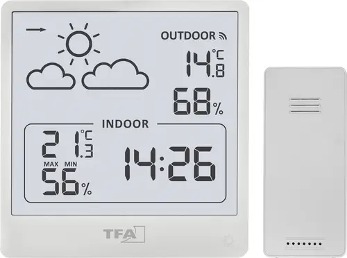 TFA Dostmann Funk-Wetterstation CLEO 35.1176.02 Funk-Wetterstation Vorhersage für 12 bis 24 Stunden Anzahl Sensoren max. 1St.