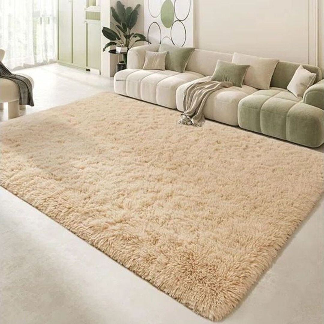 Lochas Solid Colour Shag Area Rug Camel Rectangle 153 x 244 cm