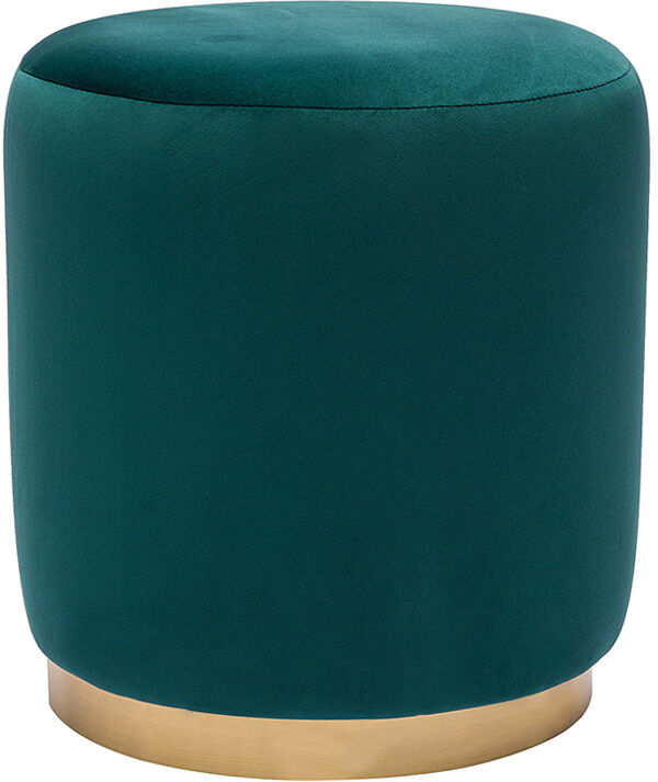Miliboo Runder Samt-Pouf in petrolblau und goldfarbenem Metall D40 cm AMAYA