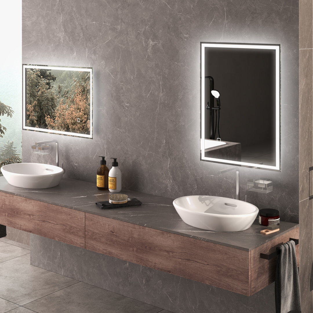 Metro Plastic Rectangle Wall Makeup / Shaving Mirror White 4cm H X 70cm W X 50cm D