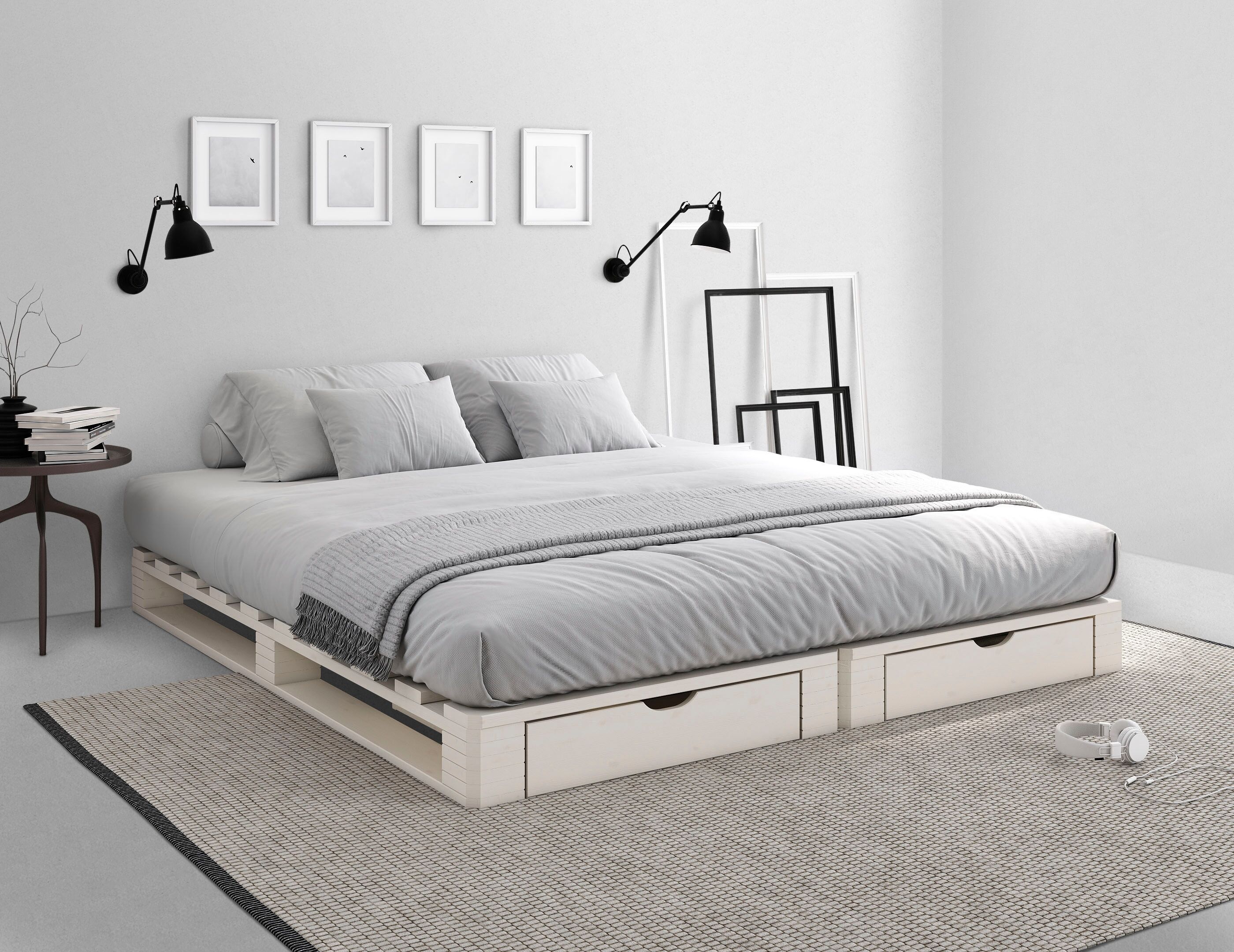 Palettenbett OTTO HOME "ALASCO " Mit Schublade", weiß, B:90cm H:18cm L:200cm, Betten, Palettenbett, zertifiziertes Massivholz, erweiterbar zum Doppel- oder Familienbett