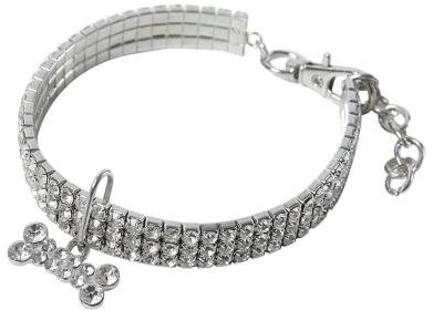 Inspire Select Rhinestone Dog Collar With Crystal Jewelry Adjustable Bling Pet Necklace Collar For Small Dogs & Cats white s