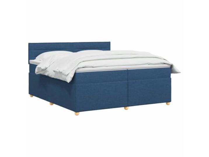 vidaXL Boxspringbett mit Matratze mit Kopfteil Blau 200 x 200 cm Stoff Angenehmer Komfort mit Höhenanpassung. Sorge für eine coole Stimmung mit integrierter Beleuchtung