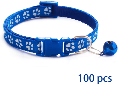 Inspire Picks 100PCS Adjustable Pet Collars With Bell Safety Neck Straps For Cats & Dogs blue 19 23cm
