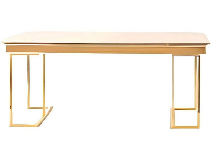 Xlmoebel Esstisch Beige-goldener Designer Esstisch aus hochwertigem Material (Esstisch), Hergestellt in Europa