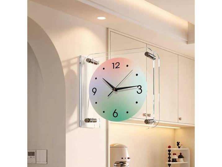 Bauhaus Horloge murale double face pour coin décoration intérieure créative gain de place décor horloges minimaliste Art Design horloge suspendue