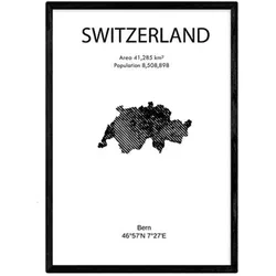 POSTER Länder & Kontinente Schweiz A4 Rahmenlos