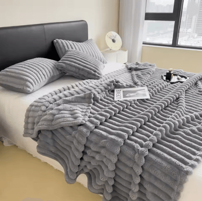 Inspire Essentials CozyStripe Thick Multifunctional Blanket Bed Cover Throw i 200x230cm