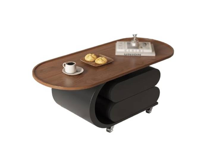 Ptasccne Ovaler Couchtisch aus Holz for Wohnzimmer Teetische mit einzigartigen Designbeinen for das Heimbüro couchtisch