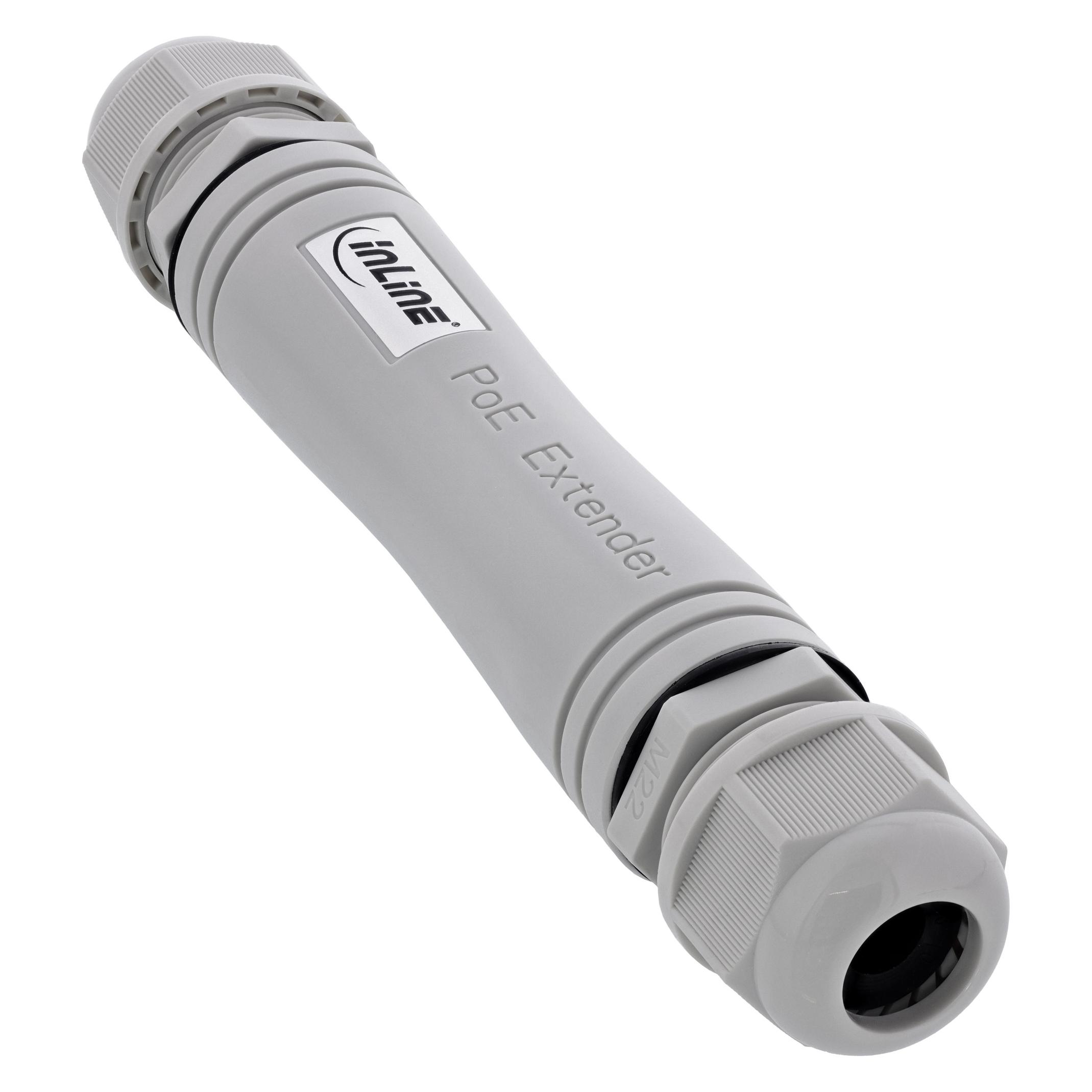 Allnet InLine PoE+ Extender outdoor, 1Gb/s, IP67, kaskadierbar, max. 30 W (802.3af (PoE), 802.3at (PoE+), 30 W) (44432K)