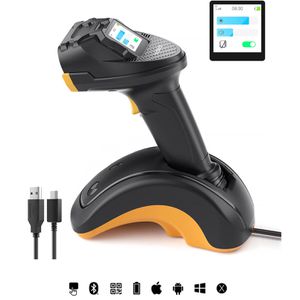 Inateck Barcode-Scanner PRO 8_black, kabellos, USB, Bluetooth, Funk, 2D Imager, Handscanner, mit Basisstation