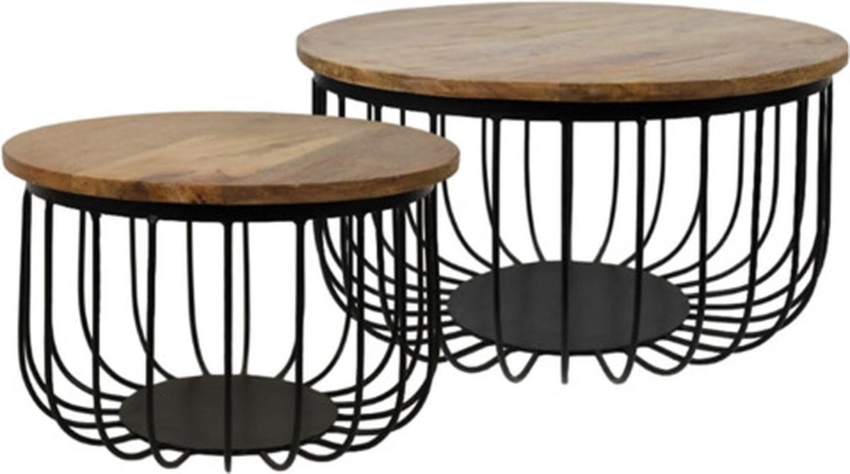 HSM Collection Maden 2-delige ronde salontafelset