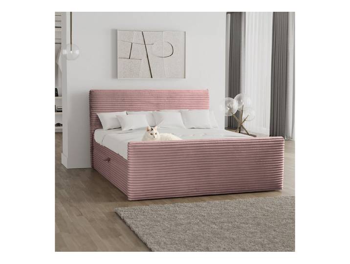 Kaiser Möbel Boxspringbett Trento mit Bettkasten, Topper und Bonellmatratze, VELO Stoff (Komplett-Set (Bettgestell, Matratze, Topper), mit Topper mit Bettkasten antibakterieller Bezug einfache Montage